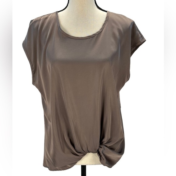 Pleione Sleeveless Knot Front Blouse - Brown - size Medium - Picture 1 of 9